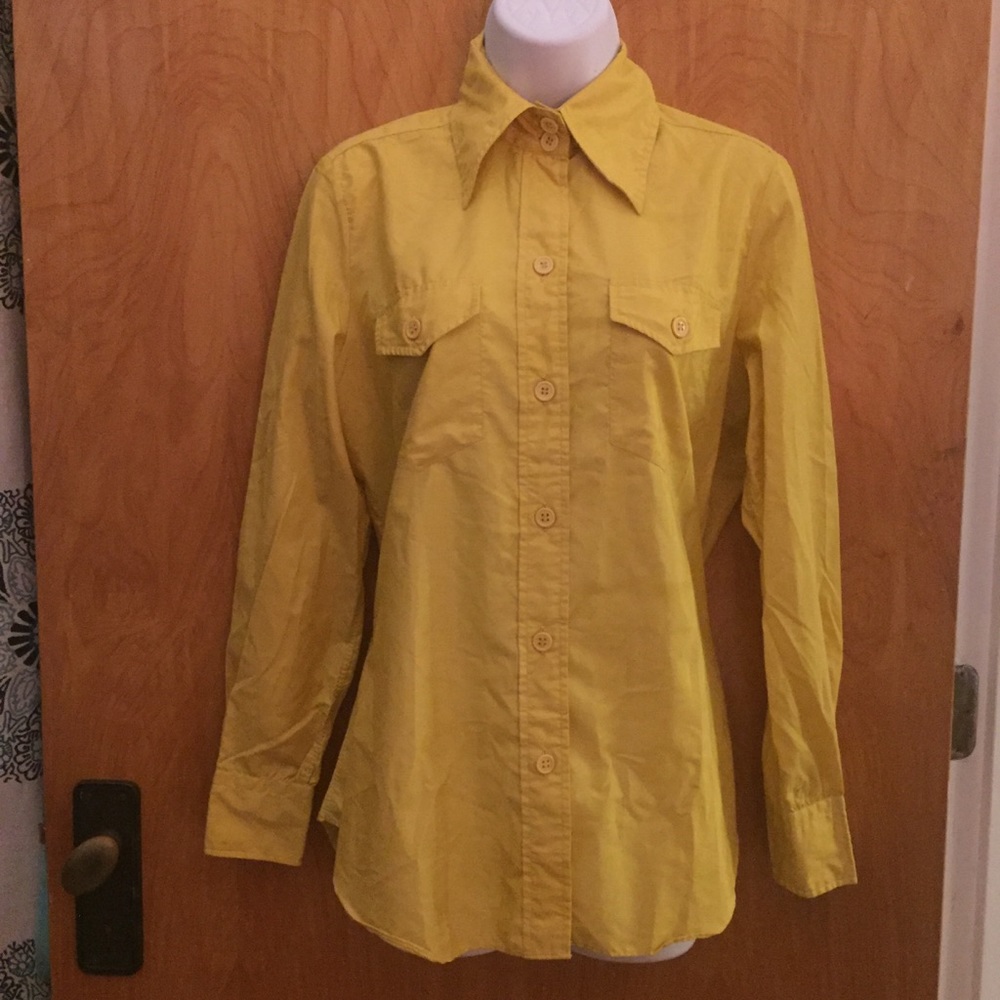 Yellow Adelaar Button Up Collard Shirt Size Medium